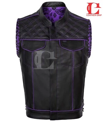 Chaleco de mezclilla de cuero Chaleco para hombre, Chaleco de cuero hecho a mano, Chaleco de motociclista Chaleco de motocicleta Foto 1 de 4