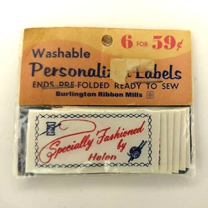 6 Vintage Burlington waschbare "Special Fashioned by Helen" nähfertige Etiketten - Bild 1 von 2