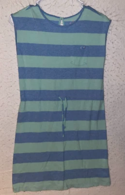 Vineyard Vines Dress Girls Striped Blue Woven Sz L 14 Edgartown Sleeveless - Image 1 of 4