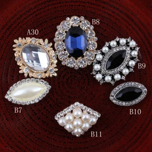 30PCS Rhinestone Buttons Bling Flatback Crystal Pearl Decorative Buttons - Picture 1 of 7