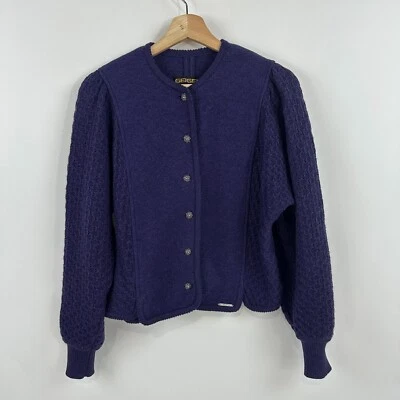 Geiger Sweater sz 36 / Small Purple VTG Boiled Wool Knit Cardigan Austria Womens - Image 1 of 4