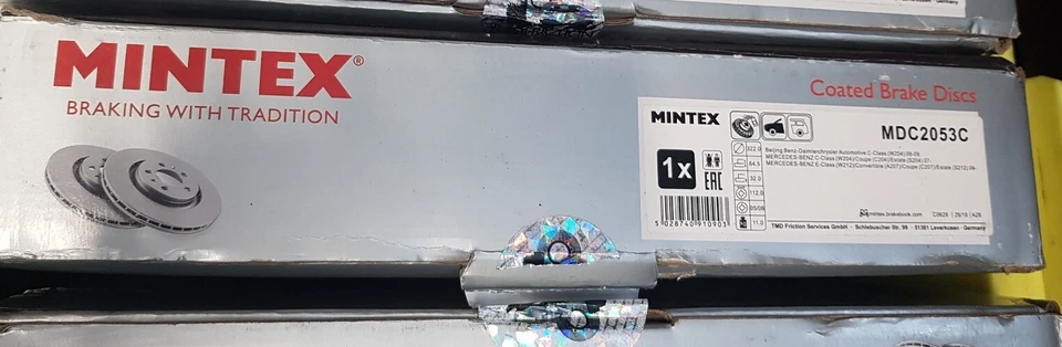 Disco de freno único delantero Mintex MDC2053C 322 mm Mercedes Benz  Foto 1 de 1