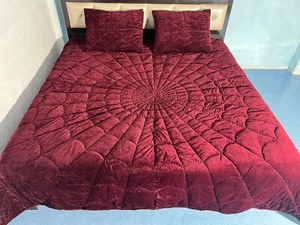 Spider Pattern Brown Velvet Comforter Quilt Bedspread Blankets Bedding set - Picture 1 of 12