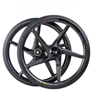 16 Zoll 349 5 Speichen Kohlefaser Räder Faltrad Rennrad Felgenbremse Laufradsatz - Bild 1 von 10