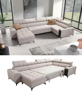 Sofá esquinero GARU 4 Mini función de descanso en forma de U caja de cama cargador sofá multimedia bar 16 - Imagen 1 de 29