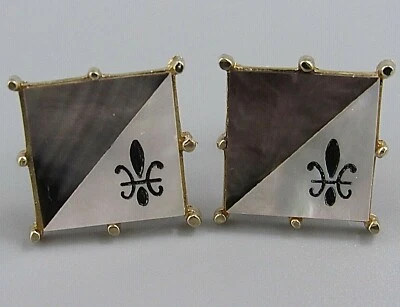 Gemelos madreperla malva flor de lis de colección para hombre bisutería Q33 Foto 1 de 4