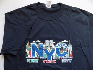 T-shirt maglietta NYC NEW YORK CITY taglia large Fruit of the Loom nera Queens Bronx - Foto 1 di 2