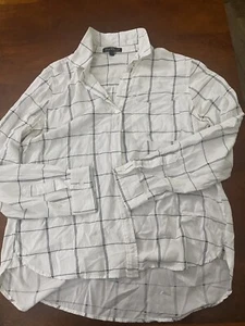 Velvet Heart Women's Long Sleeve Plaid Button Down Shirt Large White Black - Picture 1 of 14