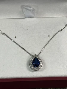 Catena con pietre blu in argento 18" in argento 925 2,24 g (QUC023481) - Foto 1 di 2