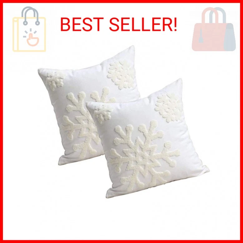 Elife 18x18 Soft Canvas Christmas Winter Snowflake Style Cotton Linen Embroidery