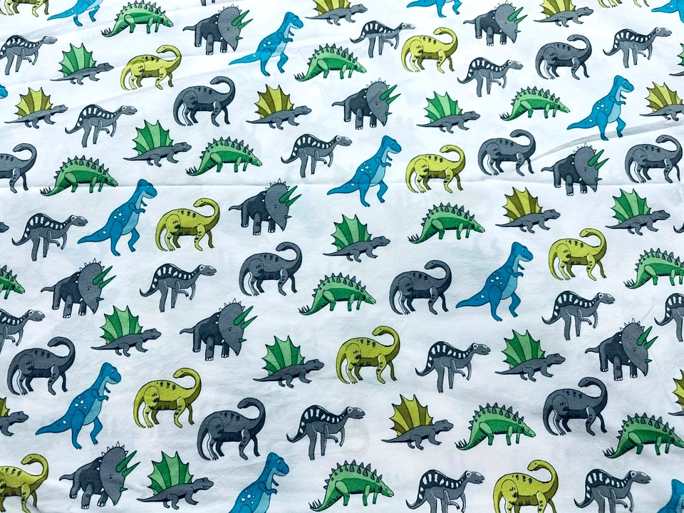 Sábana plana Pottery Barn Kids DWIN dinosaurios multicolor 100 % algodón orgánico Foto 1 de 4