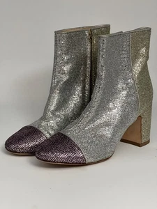 Polly Plume RARE! Ally Acapulco Glitter Sparkle Ankle Boots Booties Sz 7 -Italy - Picture 1 of 21