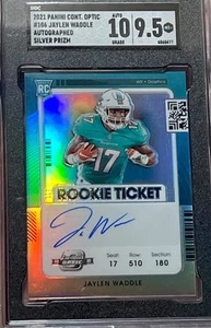 2021 Panini Optic Contenders Jaylen Waddle Rookie Ticket Silver Auto SGC 9.5 - Picture 1 of 3