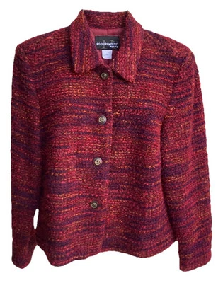 Knit Acrylic/Wool Blazer Coat W/Shoulder Pads Womans Sz 10 Petite Requirements - Image 1 of 4