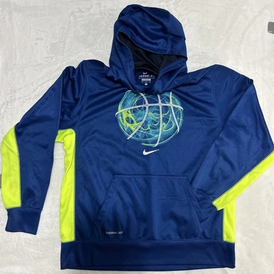 Nike Therma-Fit Boy's Basketball Sweatshirt 100% Polyester, Size XL Blue+Yellow - Image 1 of 4