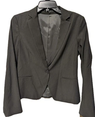 Theory Women's blazer Wool Cotton Blend Size 10 Tiny Pin Stripes Black - Image 1 of 4