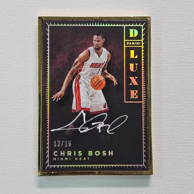 Autógrafo Panini Luxe Chris Bosh 2015-16 con marco dorado tinta plateada automático 13/25 @2F Foto 1 de 2