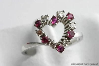 Ruby Ring Heart 750 Er 18kt White Gold Diamonds Diamond Gold - Image 1 of 4