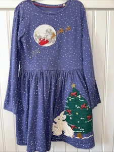 Mini Boden Applique Jersey Dress Festive Rabbit 7-8 - Picture 1 of 6
