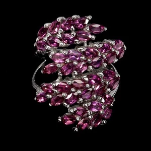 925 Sterling Silver Ring Marquise Rhodolite Garnet c Gemstone Jewelry Size 8 - Picture 1 of 14