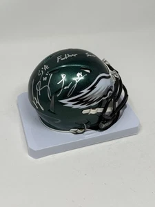 Jeremiah Trotter Jr + Sr Signed Eagles Speed Mini Father Like Son Insc PSA Auto - Picture 1 of 3