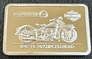 Lingote Harley Davidson 90 aniversario 1,4 oz .99 plata 1947 FL 74 [1581] - Imagen 1 de 6