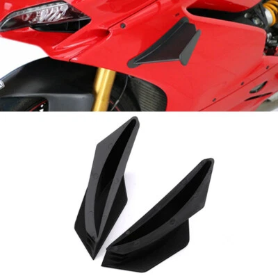 1 Pair Motorcycle Front Fairing Winglets Side Spoiler Dynamic Wing Kit Black - Image 1 of 4