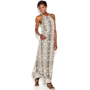 Jessica Simpson Snake Animal Print Maxi Dress Size 14 Halter Sexy Feminine - Picture 1 of 6