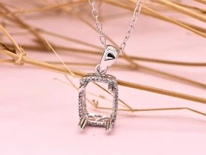 14K Gold 12X8mm Cushion Cut Pendant Semi Mount Diamond Pendant Setting Only - Picture 1 of 8