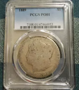 1889-P Morgan Silver Dollar — PCGS PO01 — Low BALL PO 01 POOR $1 POP OF ONLY 5 - Picture 1 of 8