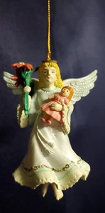 1993 Lustre Fame Angel Flowers and Baby Doll Hanging Ornament 3.75” - Picture 1 of 9