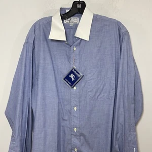 Vintage Burberry Blue Dress Cotton Shirt French Cuffs 17 34 New Career Classic - Picture 1 of 8