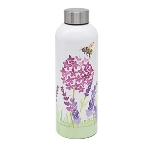 500ml Water Travel Bottle Lavender Flower Bee Floral Watercolor by Jennifer Rose - Picture 1 of 3