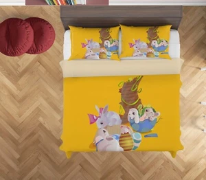 3D Rabbit Easter Egg Kids Quilt Cover Set Duvet Cover Bedding Pillowcases - Picture 1 of 6