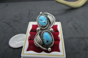 VINTAGE SOUTHWEST RING 2 STEINE TÜRKIS GRÖSSE 6 STERLING - Bild 1 von 6