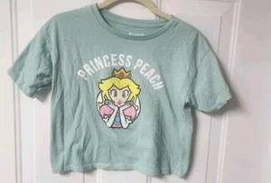 Super Mario Shirt Girl Large LightGreen Nintendo Princess Peach Crop Top TShirt  - Picture 1 of 4