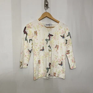 Joseph A Butterfly Shirt Y2K Babydoll 3/4 Arm Vintage weiß Fee dehnbar - Bild 1 von 7