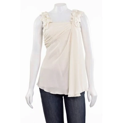 **¡OFERTA!** Blusa Camisa Top Robert Rodriguez Blanca Asimétrica 100% Seda Talla 0 Foto 1 de 4