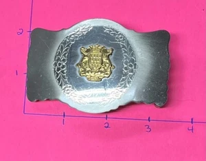 VINTAGE 1980er Jahre ALTER NEUSILBER WAPPEN GÜRTELSCHNALLE mit goldfarbenem Wappen?? - Bild 1 von 11