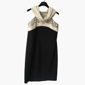 Roberto Cavalli Women Dress Midi Black Beige Size S-M I44 USA10 - Picture 1 of 6