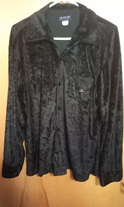 Blue Collar Ethic black crushed velvet men's long sleeve button down shirt L - Picture 1 of 3