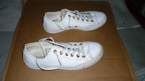 Converse All Star Ox Scarpe da Ginnastica 160359c Occhielli Oro Bianco Taglia UK 7 EU 40