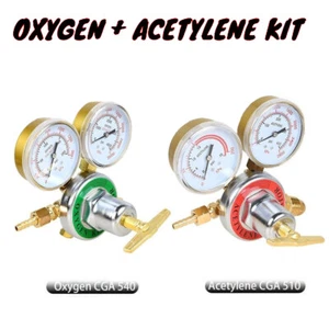 Oxygen and Acetylene Regulators Welding Fit Victor Gas Gauges Pair CGA540 CGA510 - Picture 1 of 13