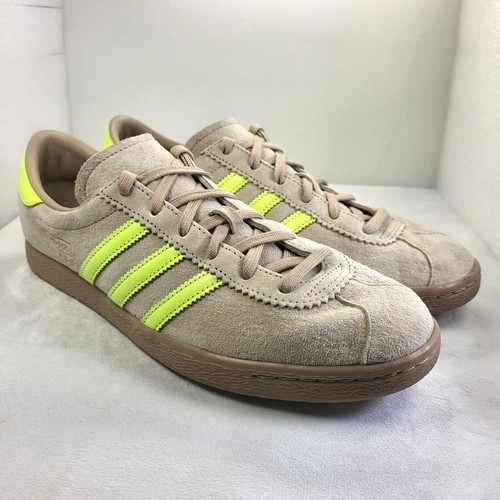 ADIDAS Stadt Scarpe da Ginnastica Uomo Scamosciate Beige Giallo Neon UK10 (X66)