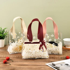 Transparent Pretty Stylish Purse-Beach PVC Clear Handbag Bag Tote Daisy Gift Bag - Picture 1 of 22