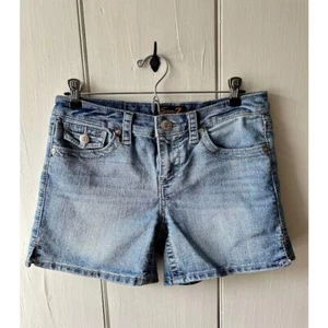 Pantaloncini denim Seven 7 taglia 2 bottoni ricamati tasche lavaggio leggero - Foto 1 di 10
