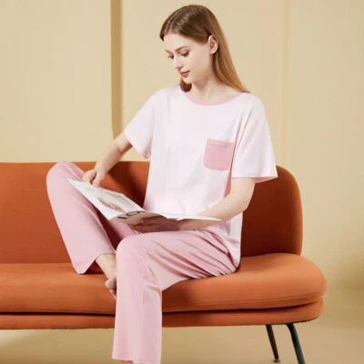 Soft Modal Nightwear Home Clothes Round Neck Men Women Lovers Couple Pajamas - Image 1 of 4