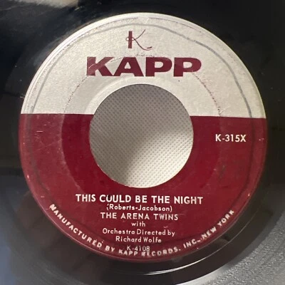 ARENA TWINS: RARE This Could Be the Night / Jambalaya KAPP 7" Single 45 RPM VG++ Foto 1 de 4