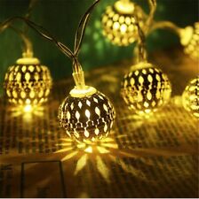 Fairy Decorative String Lights 20 LED Plug-in Hollow Metal Ball Light for Party