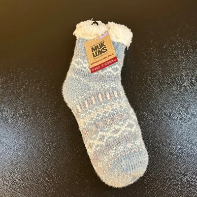 MUK LUKS Cabin Socks Cozy Fur Lined Non-Slip Grippers Womens L/XL 8-10 NWT - Image 1 of 4